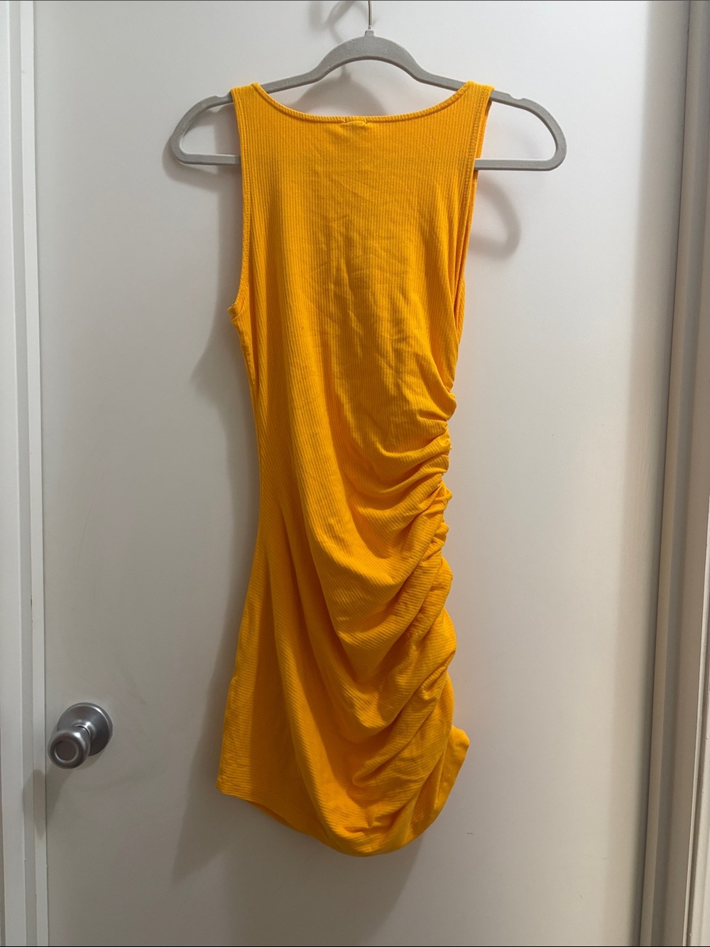 Monrow Ribbed Ruched Tank Dress - Yellow - Picture 2 of 5